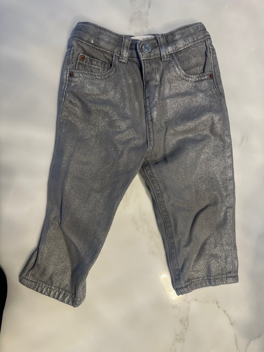 Zara Metallic Silver Kids Jeans